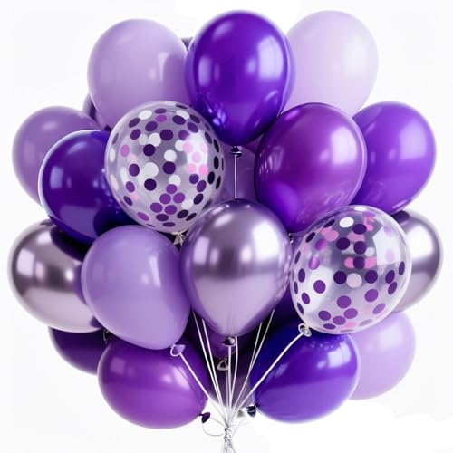 PartyWoo Purple Balloons 66pcs 12 Inch Light Purple Lilac Lavender Balloons - color: Purple-3318