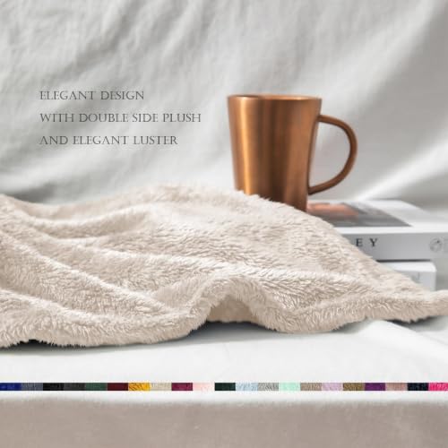 Exclusivo Mezcla Fuzzy Plush Fleece Bed Blanket Queen Size, Beige - color: Beige, size: 90x90 IN