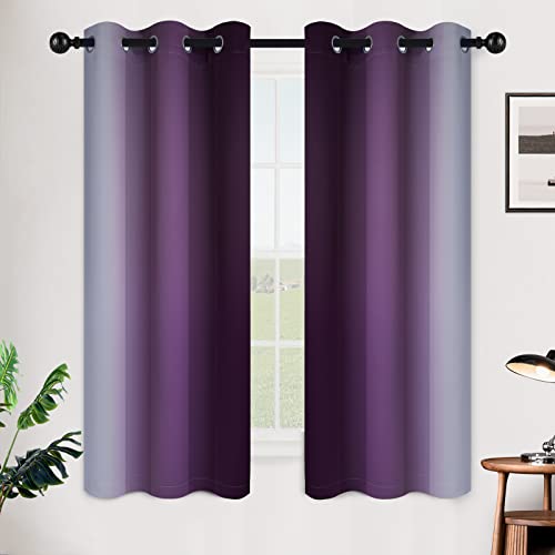 SimpleHome Ombre Purple to Grey White Curtains for Living Room 42Wx63L - color: Purple, size: 42"W x 63"L (Pack of 2)