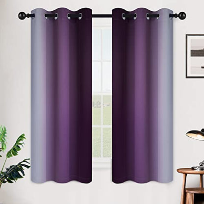 SimpleHome Ombre Purple to Grey White Curtains for Living Room 42Wx63L - color: Purple, size: 42"W x 63"L (Pack of 2)