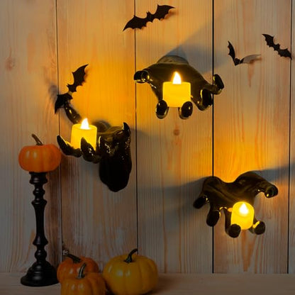 DAZONGE Halloween Decor 3Set Creepy Hands with Candles Halloween Wall Decor - size: set 1