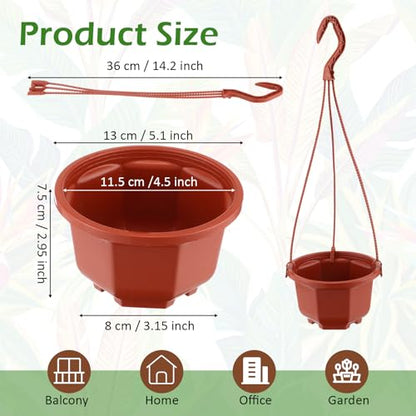 Roshtia 24 Pcs Hanging Planter Pot with Hook, Brown, 5 Inch - color: Brown, size: 5 Inch