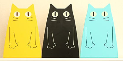 TOBSON Cute Cat Heavy Duty Bookend Nonskid Bookends Art Decoration,A Pairs(Blue) - color: Blue