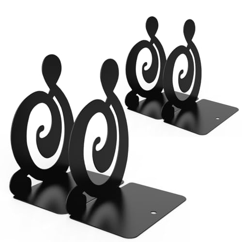 Book Ends, Black 2 Pair Metal BookEnds Heavy Duty bookend (Black 2 Pair) - size: Black 2 Pair