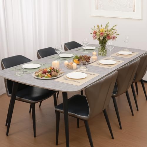 Vinyl Placemats Set of 4, Dual Sided Place Mats with Drink Coasters - color: Beige/Sage Green Two-tone, size: Set of 4