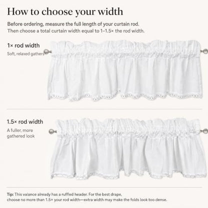 White Cotton Crochet Edge Window Valance, 14" L x 40" W, 2 Panels - color: White, size: 14"L x 40"W (Pack of 2)