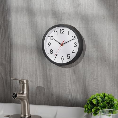 AKCISOT 8 Inch Wall Clock, Silent Battery Operated Analog Clock, Black - color: A_black, size: 8 Inch
