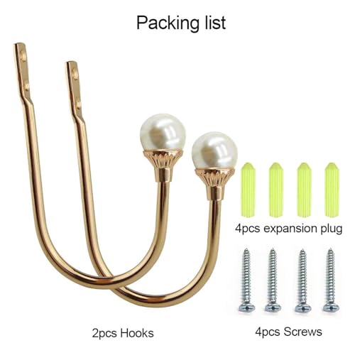 COCIVIVRE 2 Pack Curtain Holdbacks Wall Mounted Curtain Tiebacks Hooks - color: Golden, size: 2 Pack