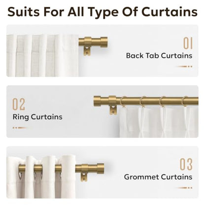 Zeerobee Curtain Rods for Windows 48 to 86 Inch, Warm Gold Curtain Rod - color: Warm Gold, size: 32"-86"