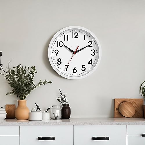 DAXSMY 10 Inch Wall Clock, Battery Operated Silent Non Ticking - color: C-white, size: 10"