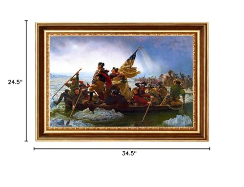 ELITEART- Washington Crossing the Delaware By Emanuel Gottlieb Leutze Oil Painting Reproduction Giclee Wall Art Canvas Prints-Framed Size:34 1/2" x24 1/2" - color: Framed(SF801), size: 34.5"L x 24.5"W
