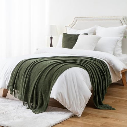 BATTILO HOME Olive Green Throw Blanket for Couch, 50"x60" - color: Olive Green, size: 50 x 60 in.