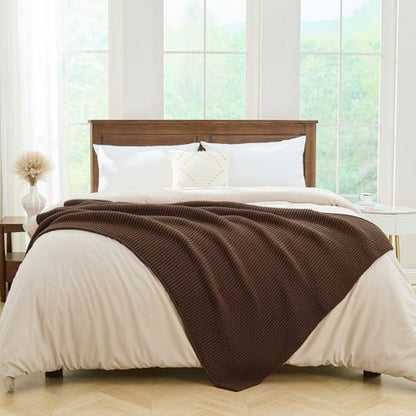 Dark Brown Throw Blanket, Garter Knit, 50" x 60", Chocolate Brown - color: Dark Brown, size: 50"x60"