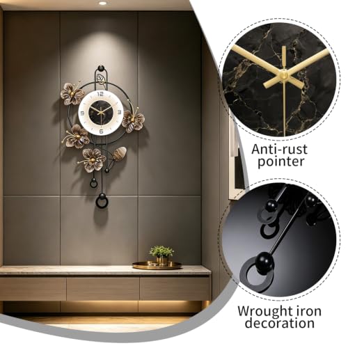 Large Wall Clock Silent Quartz Pendulum Modern Wall Decor 18.8x29.5in - color: White