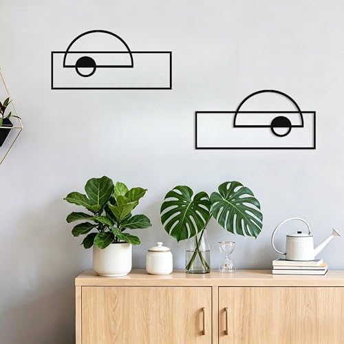 LumDecor 2 Pcs Black Abstract Metal Geometric Wall Decor Black Wall Art Minimalist Modern Geometric Wall Decoration for Living Room Bedroom Bathroom Kitchen Hallway Home Office