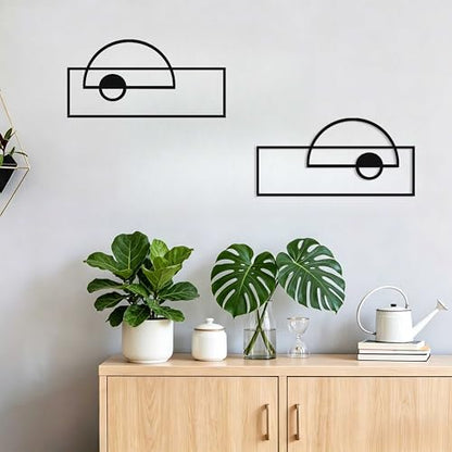 LumDecor 2 Pcs Black Abstract Metal Geometric Wall Decor Black Wall Art Minimalist Modern Geometric Wall Decoration for Living Room Bedroom Bathroom Kitchen Hallway Home Office