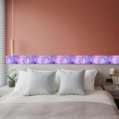 HOMETITUTE Peel and Stick Wallpaper Border 4x196in Purple Galaxy Pattern - color: Purple