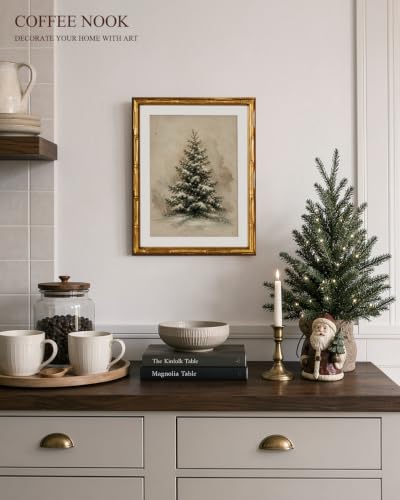 InSimSea Gold Bamboo Framed Wall Art, Retro Christmas Tree Prints, 11x14In - color: Christmas Tree