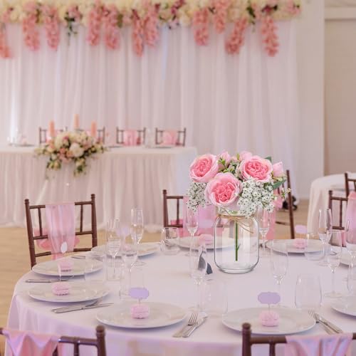XunYee 10 Set Mason Jars for Centerpieces,Dark Pink,Peony, Gypsophila - color: Dark Pink, size: Peony, Gypsophila