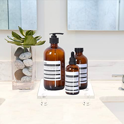 Acrylic Pedestal Tray Stand Riser for Bathroom Kitchen countertop, Clear Display Base Home Decor