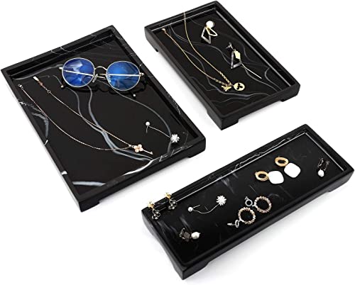 Luxspire Marble Tray for Soap Dispenser Perfume Jewelry, M, Ink Black - color: A - Ink, style: Medium