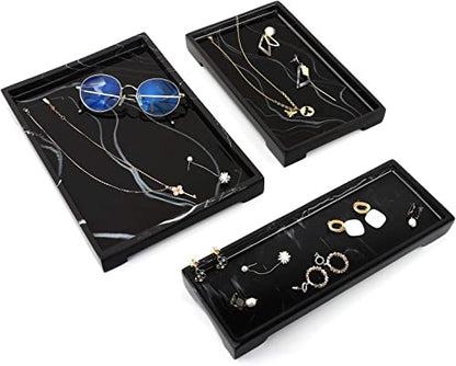 Luxspire Marble Tray for Soap Dispenser Perfume Jewelry, M, Ink Black - color: A - Ink, style: Medium