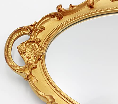 Eaoundm 14.5 x 10 inchs Oval Hanging Mirror (Gold 2 Pcs) - color: Gold 2 Pcs