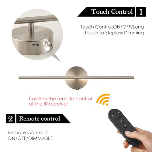 KARTOOSH Battery Operated Wall Sconces Set of Two Wireless Wall Lights - color: Nickel, size: 20.4 Inches