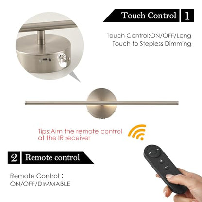 KARTOOSH Battery Operated Wall Sconces Set of Two Wireless Wall Lights - color: Nickel, size: 20.4 Inches