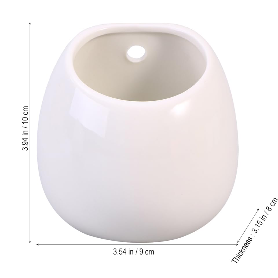 HOMSFOU 2-Pack Hanging Ceramic Planters Whiteware Pots for Indoor Succulent Plants Wall Mounted Flower Pot Containers Small Round Hanging Planter