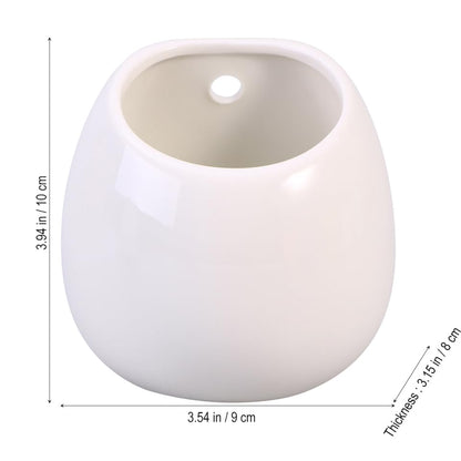 HOMSFOU 2-Pack Hanging Ceramic Planters Whiteware Pots for Indoor Succulent Plants Wall Mounted Flower Pot Containers Small Round Hanging Planter