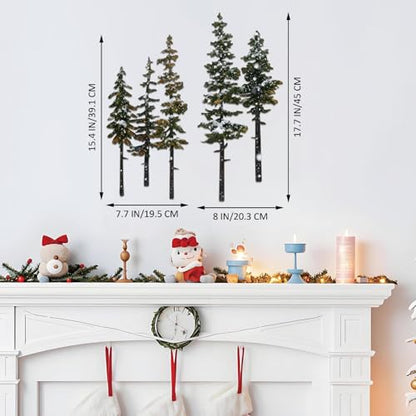 ESTART White Green Metal Pine Tree Wall Art, Metal Tree Wall Decor - color: White green