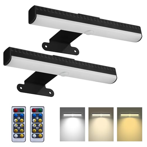 2 PACK Picture Light for Painting Battery with Remote on Wall in Bedroom Living Room, 3Lighting for Wall Art Pictures Posters,Dimmable Timer Set Display Accent Light for Frame Dart Gallery Portrait - color: Black, size: 2PACK