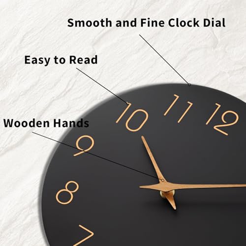 Mosewa 12" Wall Clock Battery Operated Silent Non-Ticking Modern Simple - color: B_black, size: 12 Inch