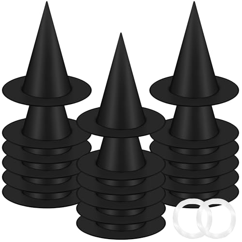 18Pcs Black Witch Hats, Thickened Hanging Witch Hat, Halloween Decor - style: 18pcs