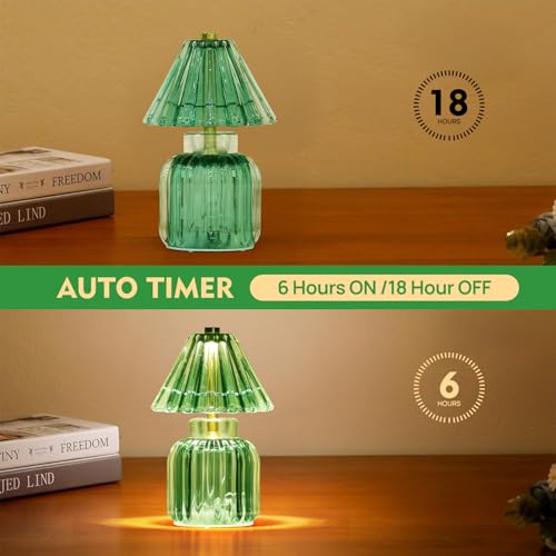 Small Battery Operated Lamp with Timer, Jelly Green - color: Jelly Green