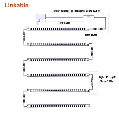 Premium LED Light Strips Kit: 6 x 12 Linkable Bars + Rocker Switch for Warm White Ambient Lighting in Cabinets, Closets, Shelf, Display Case, Showcase Lighting, 3000K Warm White - color: Warm White