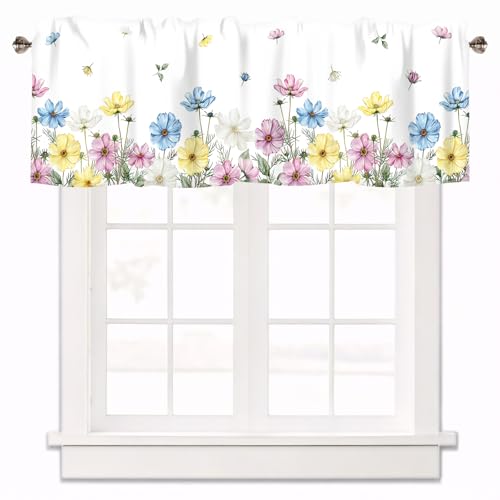 Floral Kitchen Valance Curtains Window Treatments 42x12 Inch - color: Lst-hh01442, size: 42"W x 12"L (Pack of 1)