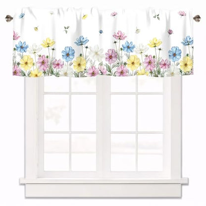 Floral Kitchen Valance Curtains Window Treatments 42x12 Inch - color: Lst-hh01442, size: 42"W x 12"L (Pack of 1)