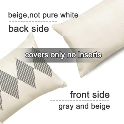 Outdoor Pillows Covers 12x20 Waterproof,Grey and Beige Set of 4(No Insert) - color: Grey and Beige, size: 20" x 12" (Pack of 4)
