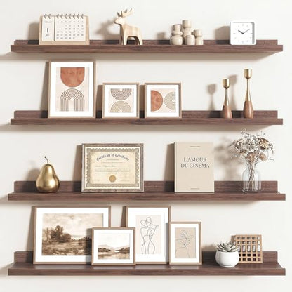 Axeman 40 Inch Floating Shelves, Walnut Picture Ledge Shelf Set of 4 - color: Walnut, size: 40 Inch