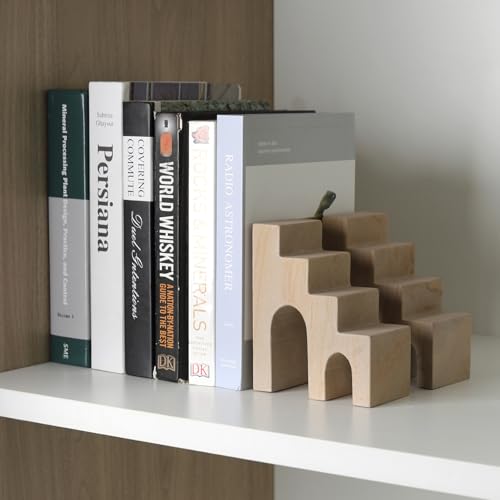 Natural Marble Book Ends for Shelves, Decorative Stone Bookends for Heavy Books, Aesthetic Castle Book Holder/Stopper for Chic Home, Office, or Library Decor, Ideal for Any Bookshelf, Set of 2