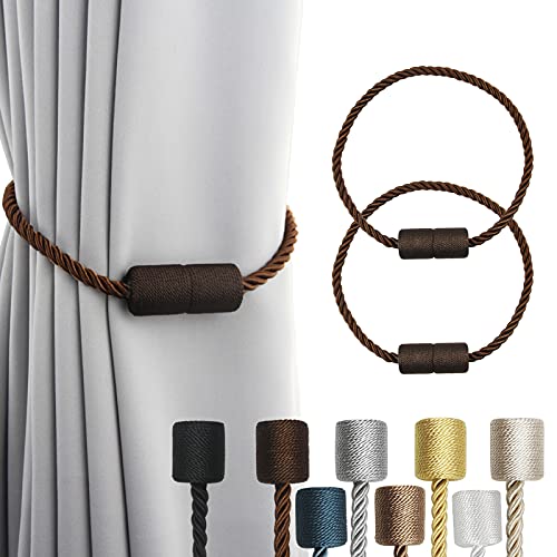 Magnetic Curtain Tiebacks Holdbacks Decorative Tie Backs for Windows Porlau - color: Coffee