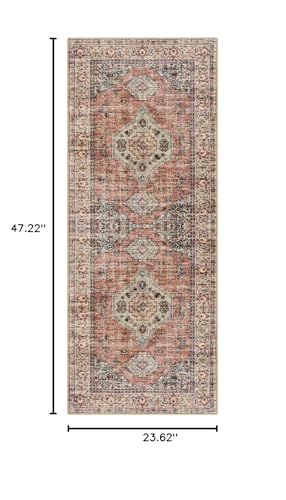 Lahome Oriental Small Area Rug, 2x4 Washable Rugs for Entryway Kitchen - color: Terracotta, size: 2' x 4' (Rectangular)