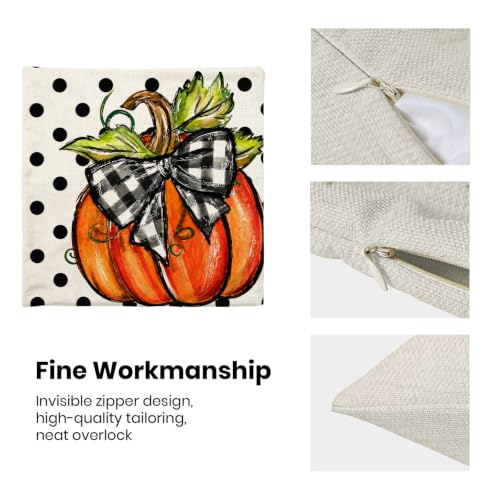 BETGINY Fall Throw Pillow Covers 18x18 Inch Set of 2 Polka Dot Pumpkin - color: Black Orange, size: 18" x 18" (Pack of 2)