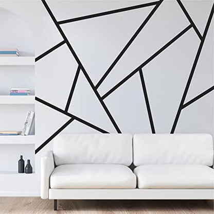 Striped Wall Decals Geometric Line Wall Stickers Black Decal Peel and Stick - color: Black