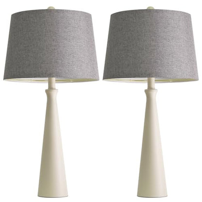 Oneach 25.75" Modern Table Lamp for Bedroom Set of 2, USB C Port, White - color: White