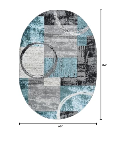 Rugshop Circle Design Contemporary Abstract Soft Oval Rug Gray 5' x 7' - color: Grey, size: 5' x 7' (Oval)