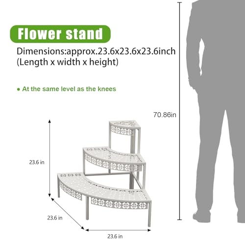 Garden 4 you 3-Tier Metal Plant Stand, Corner Plant Stands Outdoor Indoor - color: White, size: 23.6"L x 23.6"W x 23.6"H
