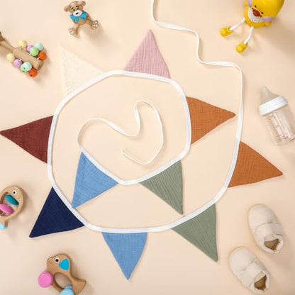 Oudain 2 Pcs Pennant Banner Flags Nursery Garland Triangle, Neutral Color - color: Neutral Color